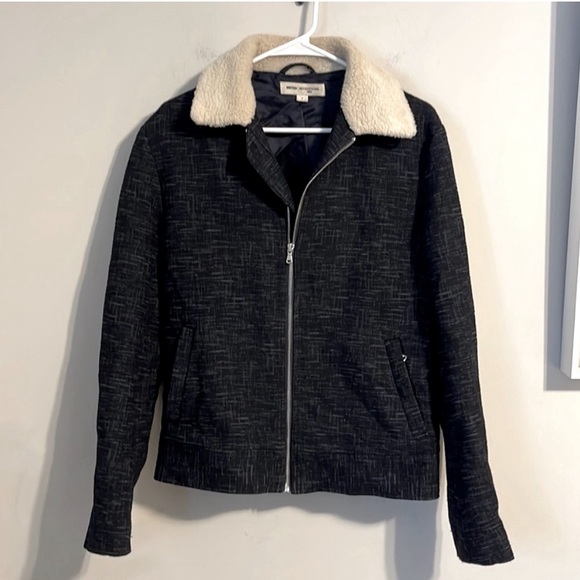 REISS Bomber Sherpa shearling collar jacket - Picture 2 of 10